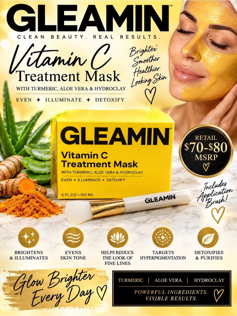 Gleamin Vitamin C Treatment Mask — Brightening Face Mask